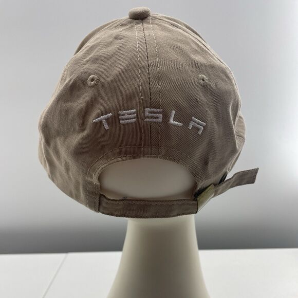 Tesla Strap Back Hat Cap Beige Adult Adjustable 6 Panel - Picture 6 of 12